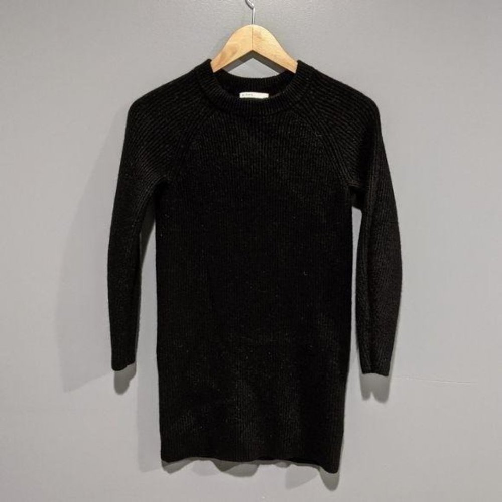 BLDWN Baldwin Micah black raglan sleeve ribbed knit mini sweater dress S